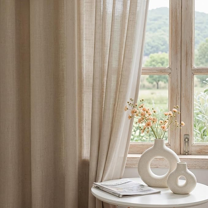 MYSKY HOME 108 Inches Long Taupe Sheer Curtains - Image 7