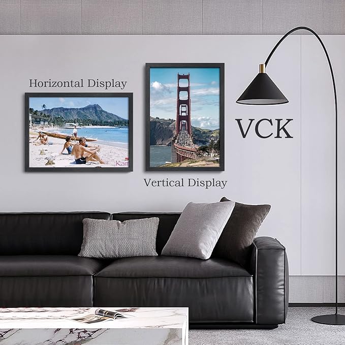 VCK 20x28 Poster Frame Set of 3 - Black, Textured Exclusive Solid Wood Picture Frames, Wall Hanging
