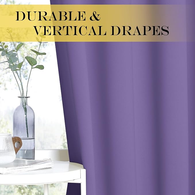 NICETOWN Blackout Lilac Purple Curtain 84 inches Long, Energy Saving Thermal - Image 6