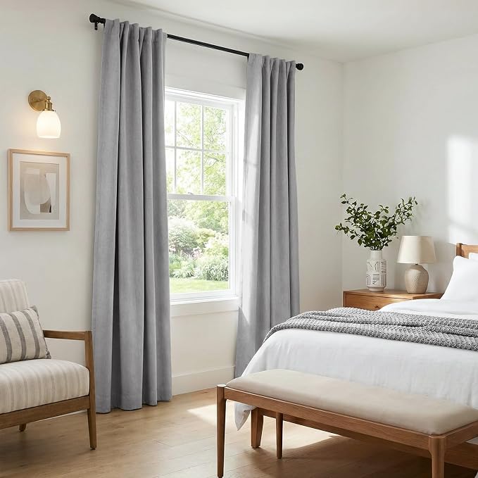 INOVADAY 100% Blackout Curtains 96 Inches Length 2 Panels Set, Back Tab/Rod - Image 6