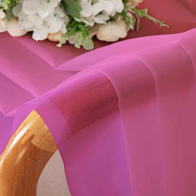 Chyhomenyc Sheer Hot Pink Curtains 90 inches Long 2 Panels, Light Filtering - Image 6