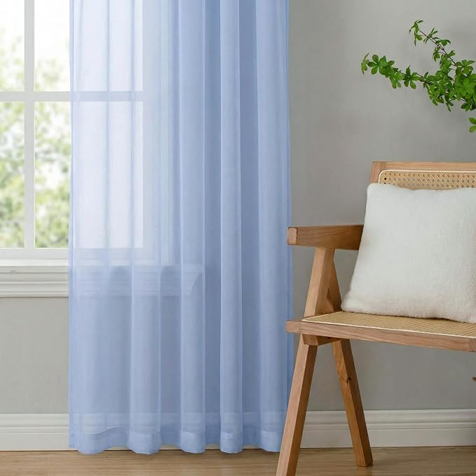 OWENIE Sheer Curtains 78 Inches Long 2 Panels Set - Image 6