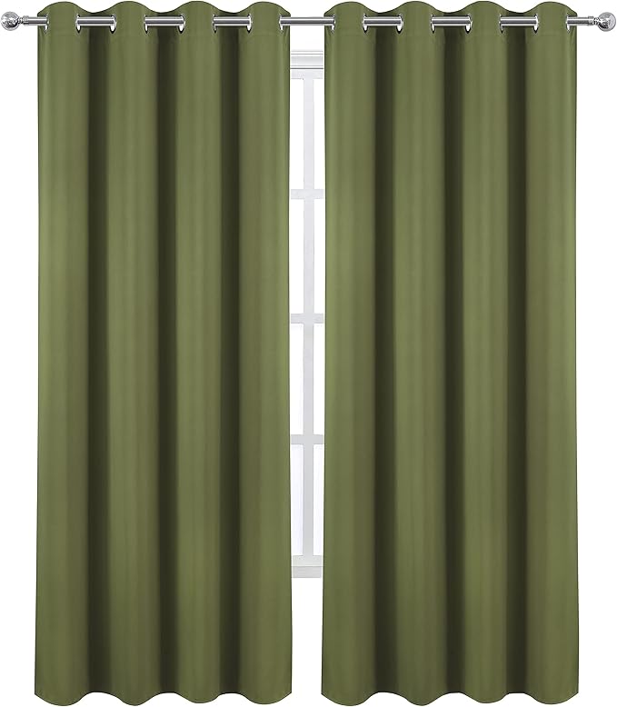 LEMOMO Blackout Curtains 66 x 84 inch/Olive Green Curtains Set of 2 - Image 2