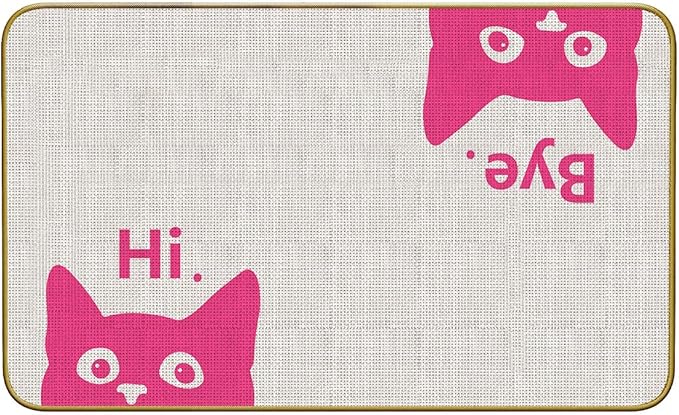 Mingnei Hi Bye Cat Welcome Doormat Door Mat for Home Kitchen Entrance,Cat Door Mat,Funny Black Lover Floor Mats for House Front Indoor Inside Outdoor Outside Entryway Rug 30x17 Welcome Mat (Color-3)