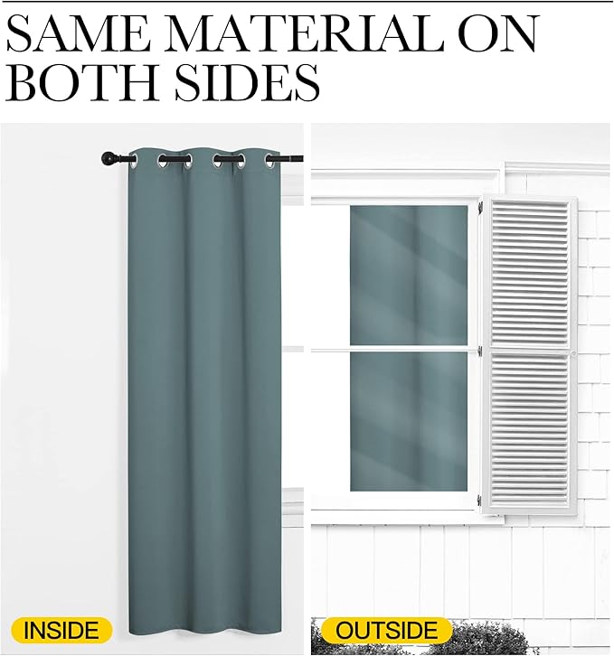 NICETOWN Modern Greyish Blue Blackout Curtains Noise Reducing, Thermal - Image 6