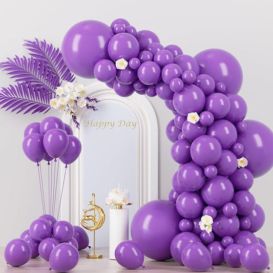 130pcs Purple Balloons Different Sizes 18" 12" 10" 5" Party Latex Balloons for Birthday Baby Shower Halloween Wedding Valentine's Day Party Bachelorette Decorations