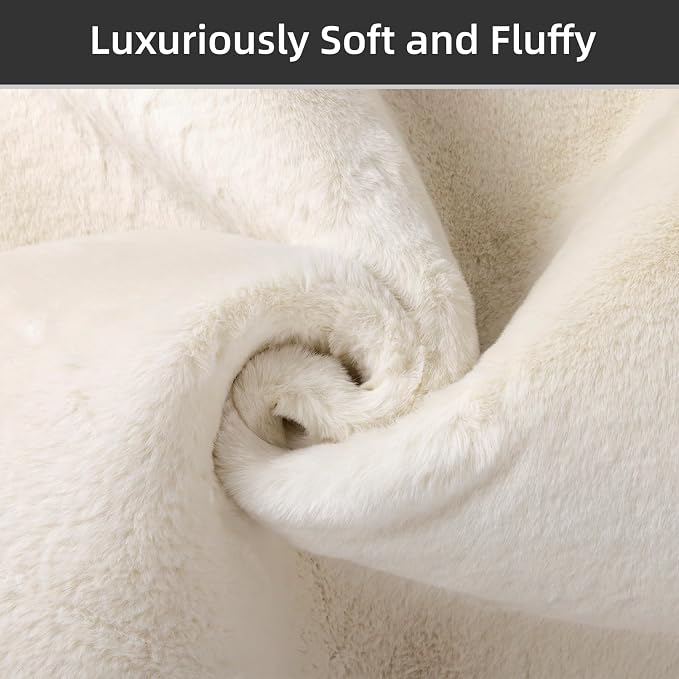 SHACOS Silky Soft Faux Rabbit Fur Area Rug 3'x5' Non Slip Washable Padded Throw - Image 3
