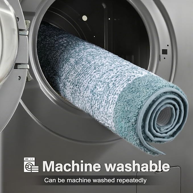 48x24 Long Bathroom Rugs Washable Non Slip, Dusty Blue Bath Mat - Image 9