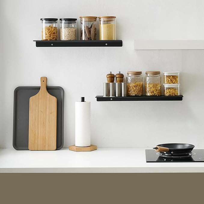 JOOM Metal Floating Shelf, 12" Black Shelf, Small Display Shelf for Wall Storage