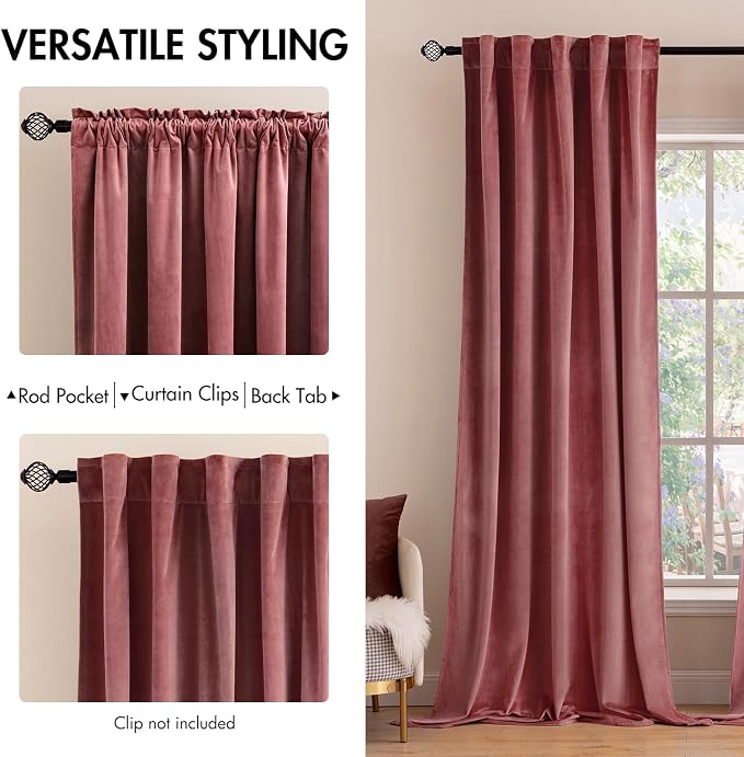 MIULEE Velvet Curtains 84 inches 2 Panels - Image 2
