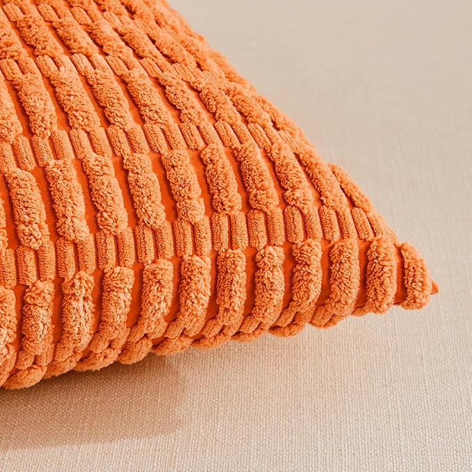 Fancy Homi 4 Packs Orange Fall Decorative Throw Pillow Covers 22x22 Inch - Image 4