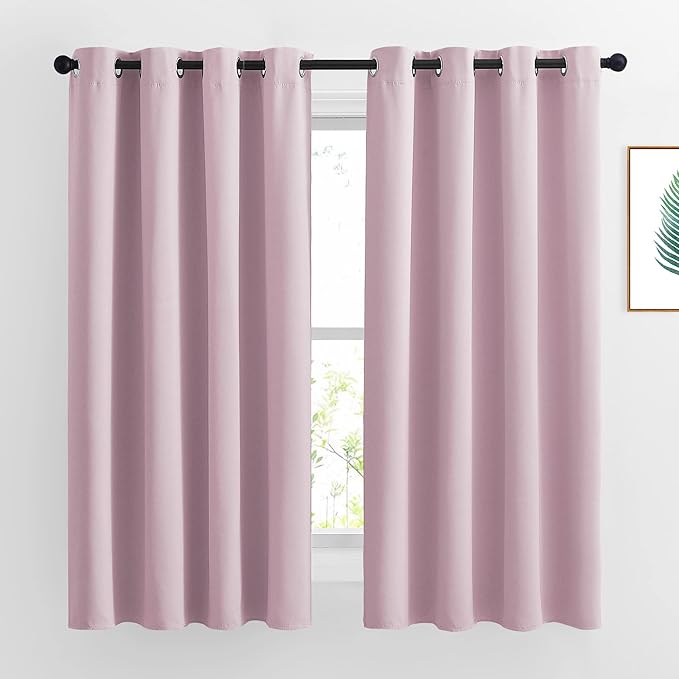 NICETOWN Room Darkening Baby Pink Curtains 63 inch Length by NICETOWN