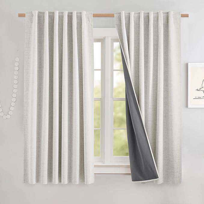 NICETOWN 100% Black Out Curtains 63 inch Long 2 Panels, Thermal Insulated Short by NICETOWN