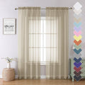 Lecloud Taupe Sheer Curtains 84 Inches Long 2 Panels, Light Filtering Solid by Lecloud
