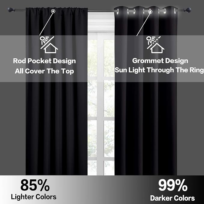RYB HOME Blackout Privacy Bathroom Window Curtains, Short Thermal Insulated - Image 5