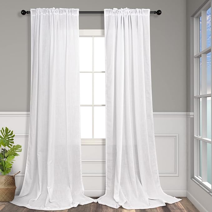 Linen White Curtains 98 Inches Long - Image 8