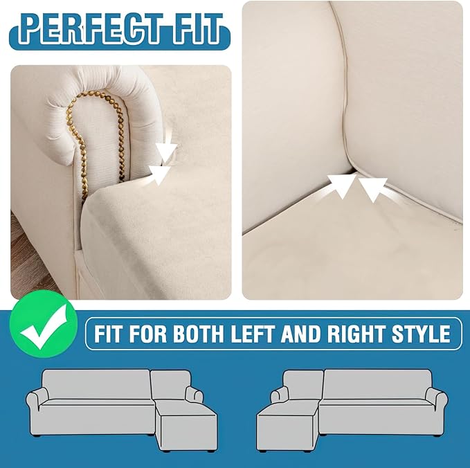 Couch Cover 8-Piece Elastic Velvet Couch Cushion Covers & Chaise Slipcovers - Image 7