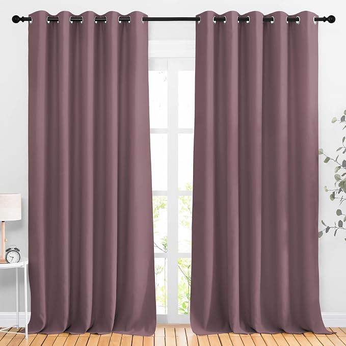 NICETOWN Room Darkening 118 inch Long Curtains, Grommet Thermal Drapes Weighted by NICETOWN