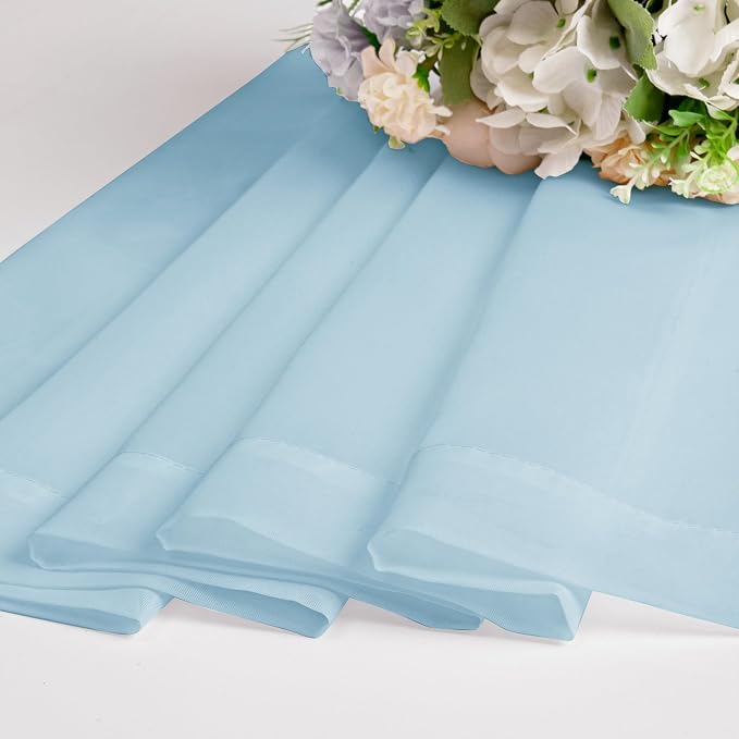 Chyhomenyc Sky Blue Sheer Curtains 54 Inch Long 2 Panels, Light Filtering Rod - Image 9