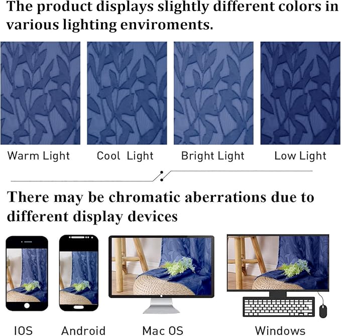Lecloud Leia Dusty Blue Sheer Curtains 54 Inch Length 2 Panels, Balance Light & - Image 5