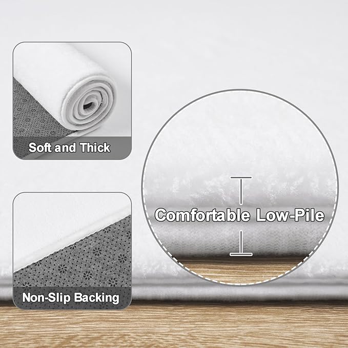Amearea Large Modern Area Rugs for Bedroom Living Room, 5x8 Feet White - Image 3