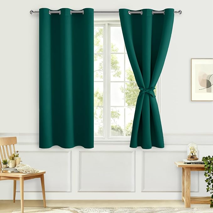 Blackout Curtains for Bedroom, Hunter Green, 42 x 54 Inch, 2 Panels | Thermal - Image 8