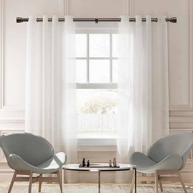 1” Diameter brown curtain rod Itself is 30 to 144 inch. 1 Pack Fits 30-142 inch - Image 6