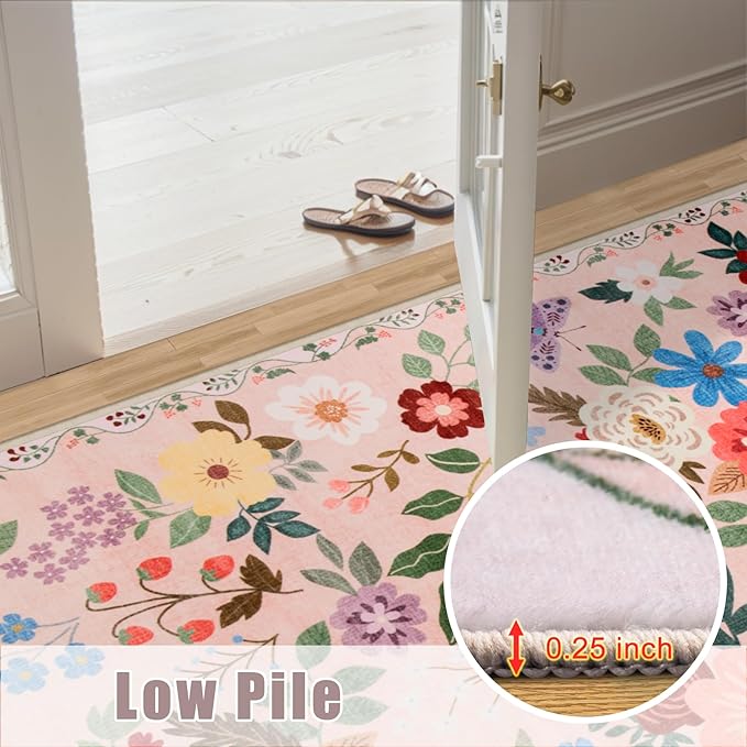 8x10 Area Rugs for Living Room: Floral Washable Rug Vintage Large Soft Boho - Image 8