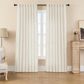 Joydeco Linen Curtains 2 Panel Set, Light Filtering, Ivory Linen Curtains 90 by JOYDECO