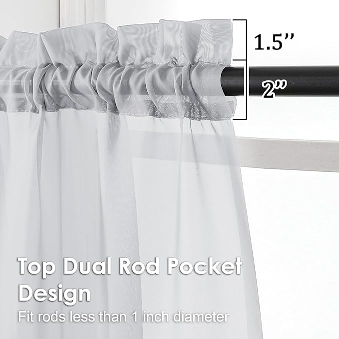 Light Grey Sheer Curtains 96 Inches Long 2 Panels - Image 3