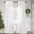Pitalk White Linen Curtains 92 Inch Length 2 Panel by Pitalk