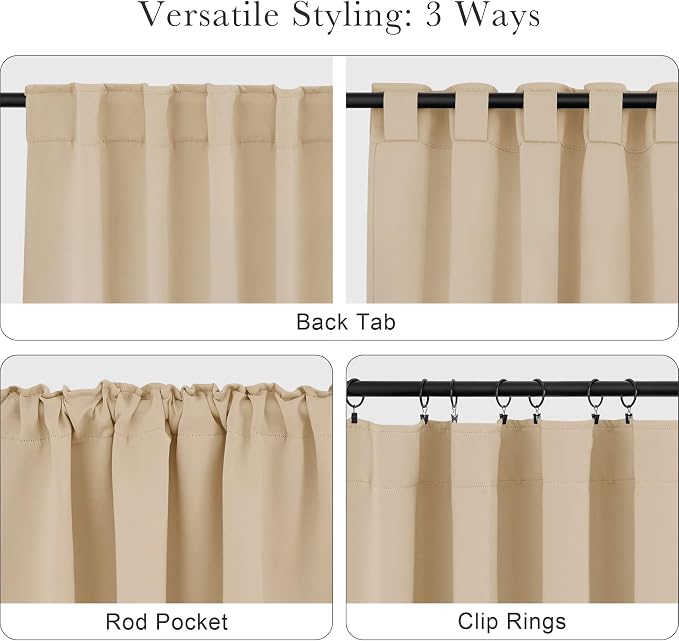 PONY DANCE Beige Blackout Curtains - Image 5