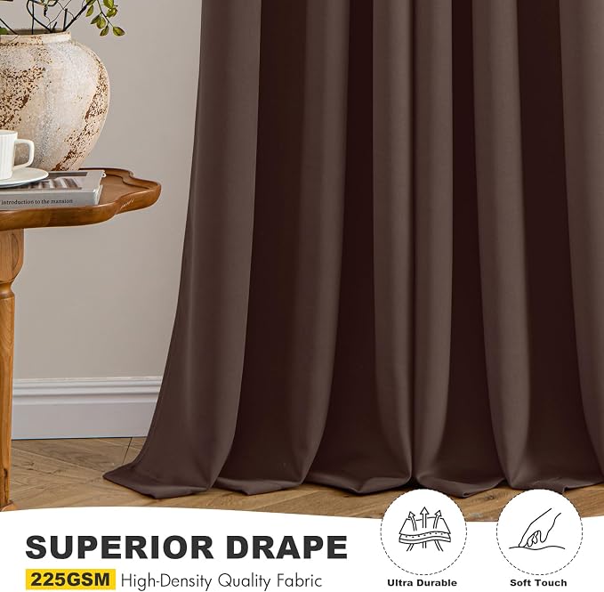 MIULEE Blackout Curtains for Bedroom 2 Panels 40 x 45 Inch Long Dark Brown | - Image 5