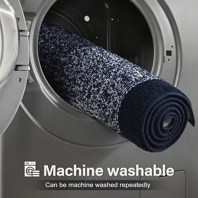 48x24 Long Bathroom Rugs Washable Non Slip, Dark Blue Bath Mat - Image 9