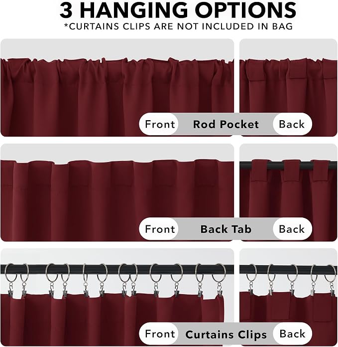 Deconovo Blackout Curtains for Living Room Thermal Insulated Back Tab and Rod - Image 2