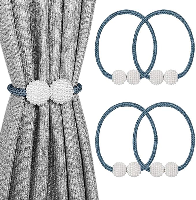 Melaluxe 4 Pack Magnetic Curtain Tiebacks, Decorative Curtain Holdbacks by Melaluxe