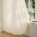 FMFUNCTEX Sheer Non-See-Through Butter Cream Curtains 108 inches Long by Fmfunctex