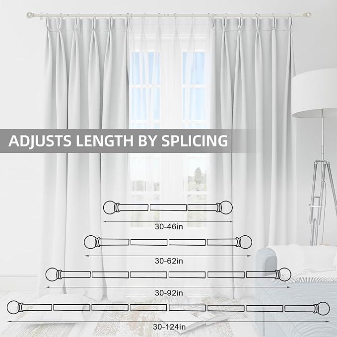 Thestoa Nickel Curtain Rods for Windows 30-46 Inch, 5/8" Stainless Steel Small - Image 5