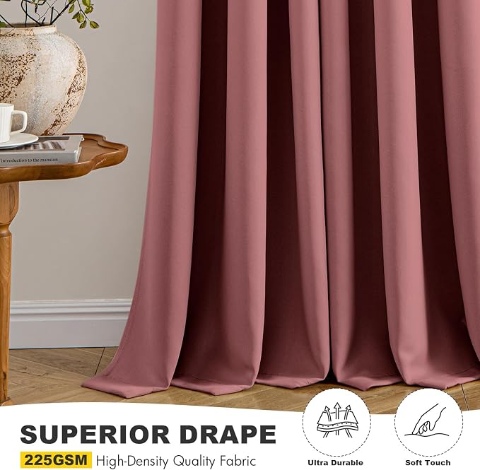 MIULEE Blackout Curtains for Bedroom 2 Panels 40 x 54 Inch Long Dusty Rose | - Image 5