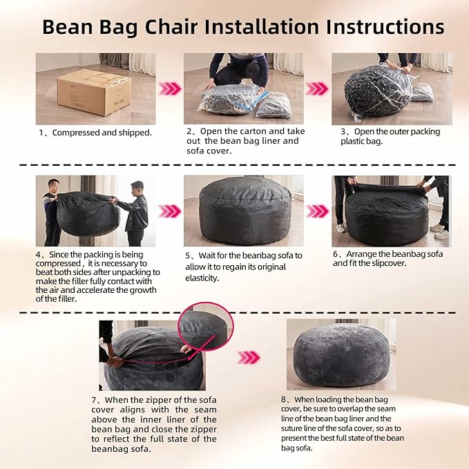 4FT Large Bean Bag Chairs,Big Adult Size Memory Foam Beanbags with Filler Included,Machine Washable Corduroy Cover,Soft Plush Gaming Bing Bag Puff Chair for Dorm, Living Room & Bedroom (Coffee Color)