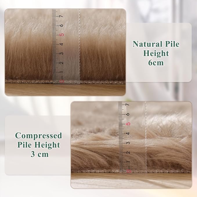 ORINOVA Beige Furry Washable Faux Sheepskin Fur Rug - Image 8