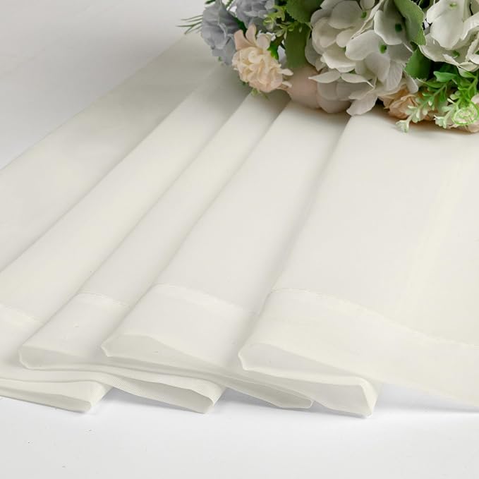 Ivory Sheer Curtains 68 Inch Length 2 Pcs, Light Filtering Rod Pockets Bedroom - Image 6