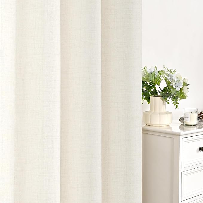 YoungsTex Ivory Linen Curtains 52X80 Inch Length 2 Panels - Image 7