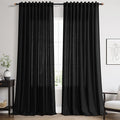 Nanspring Extra Long Black Linen Curtains 108 Inches Long 2 Panels Set by Nanspring