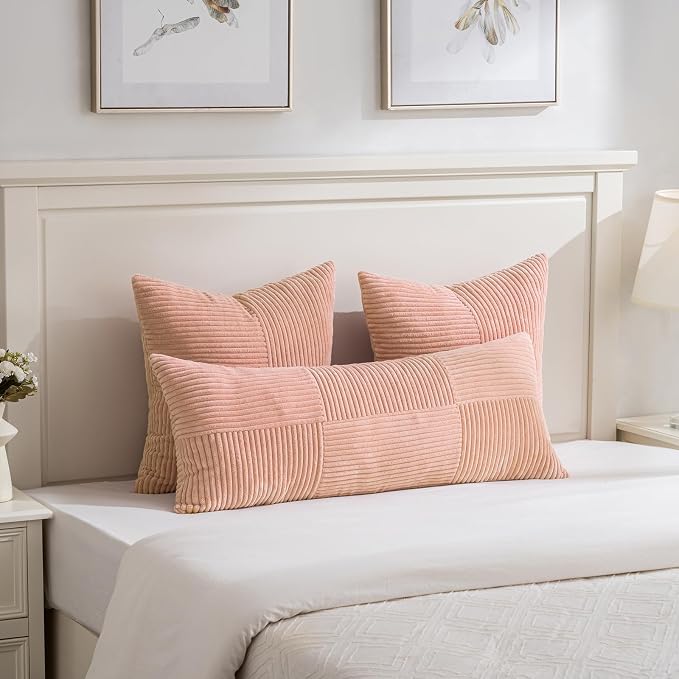 Fancy Homi 2 Packs Peach Big Decorative Throw Pillow Covers 24x24 Inch - Image 5