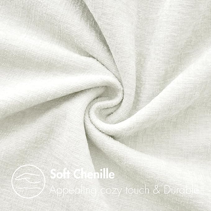 MIULEE Pack of 2 Couch Throw Pillow Covers 12x20 Inch Soft White Chenille - Image 2