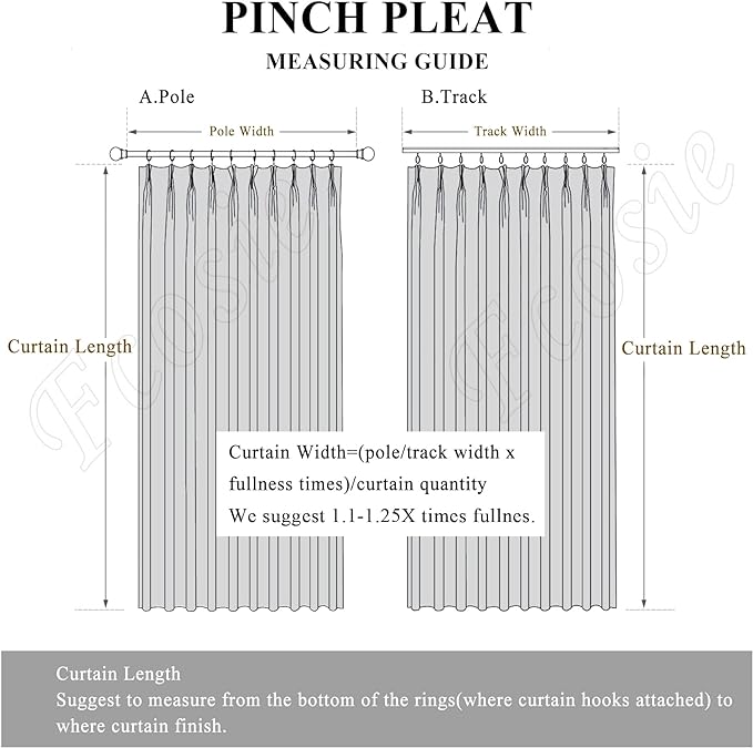 100" W x 96" L Faux Linen Room Divider Curtains, Full Blackout Pinch Pleated Drapes for Traverse Rod, Bedroom Divider Privacy Drapery with Hooks for Ceiling Track, 1 Panel, Browish Grey