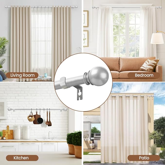 Silver Curtain Rods for Windows 28 to 48 Inch, 2 Pack 5/8 Inch Diameter - Image 7
