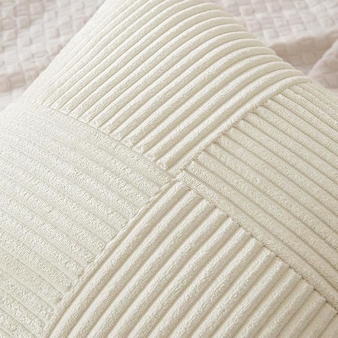 MIULEE Cream White Decorative Euro Sham Pillow Covers 24x24 Inch 2 Pack | Beige - Image 2