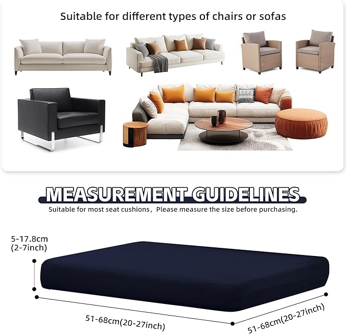 8Pcs Patio Cushion Covers, Outdoor Stretch Cushion Covers, Washable | Stretch - Image 2